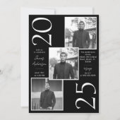 3枚モダン写真の卒業式 招待状 (正面)