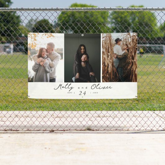 3枚モダン写真シャンパンきらめく結婚ズ 横断幕 (インサイチュ)