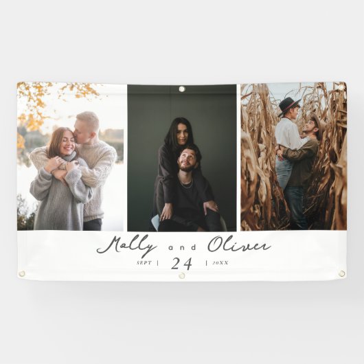 3枚モダン写真シャンパンきらめく結婚ズ 横断幕