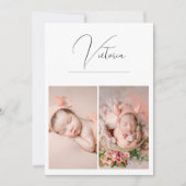 3枚モダン写真シンプル赤ん坊の女の子の誕生発表 案内状 (正面)
