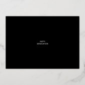 3枚モダン写真卒業キャップブラックと金ゴールド 箔招待状 (裏面)