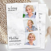 3枚モダン写真追悼式祈りの言葉カード大理石 コーリングカード