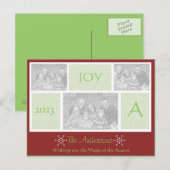 3枚ユニークの写真を含むホリデーカード シーズンポストカード (正面/裏面)