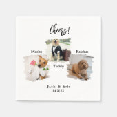 3枚ユニーク応援ペットキャットドッグ結婚ズ スタンダードカクテルナプキン (正面)