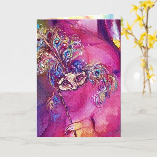 3枚目のマスク/ベニスのマスカレード,ピンクの紫 カード (黄色い花)