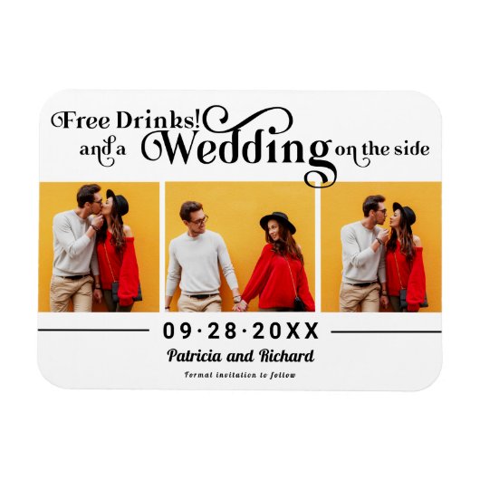 3枚目の写真の磁石を除く無料飲み物結婚式 マグネット (横)
