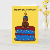 3枚目の誕生日ケーキのカードに乗った少年 カード (黄色い花)