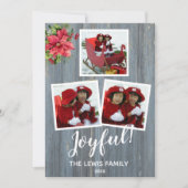 3枚素朴の写真パーソナライズされた付きバーンドボード カード (正面)