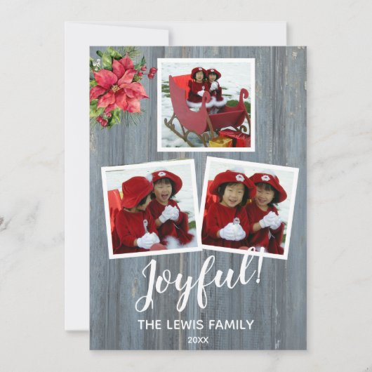 3枚素朴の写真パーソナライズされた付きバーンドボード カード (正面)