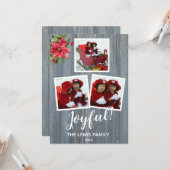 3枚素朴の写真パーソナライズされた付きバーンドボード カード (正面/裏面インサイチュ)