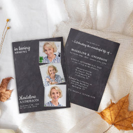 3枚素朴写真お祝い記念生命 招待状