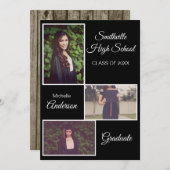 3枚素朴写真大学院黒 案内状 (正面/裏面)