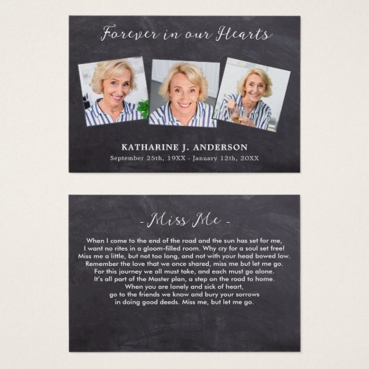 3枚素朴写真悔やみや弔慰記念祈りの言葉カード (正面&裏面)