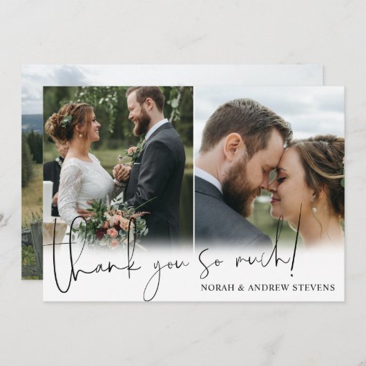 3枚結婚の写真ありがとう サンキューカード (正面/裏面)