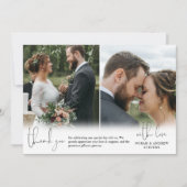 3枚結婚の写真ハンドス書クリプト サンキューカード (正面)