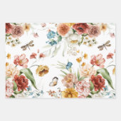 3枚、オランダスチルライフフローラアート、19インチ×29インチ ラッピングペーパーシート (正面)