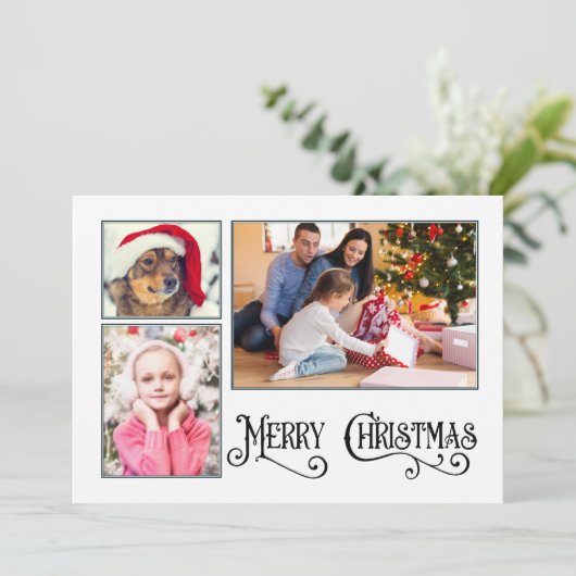 3枚/両面「メリークリスマス」ホリデーカード シーズンカード (スタンド正面)