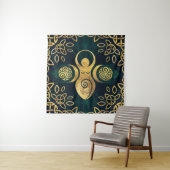 3柱の女神(3柱の女神、3柱の女神、金ゴールドと緑) タペストリー (インサイチュ)