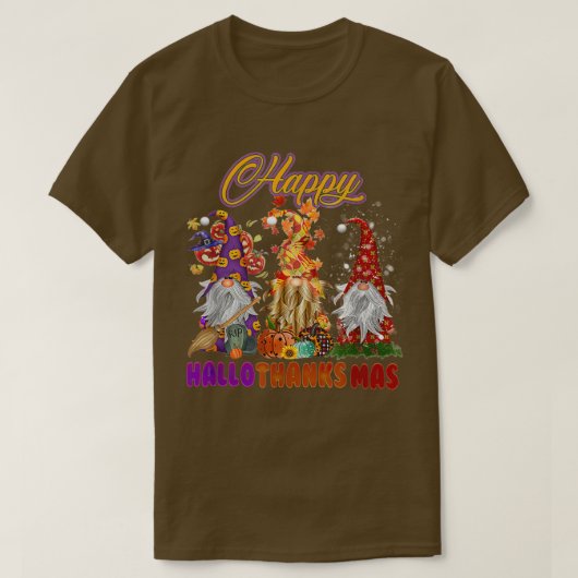 3格言ハッピーハローウィン秋キャンディコーンパンプク Tシャツ (デザイン正面)