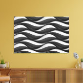 3次元の波型の白黒パターン キャンバスプリント (インサイチュ (リビング))