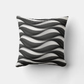 3次元の波型の白黒パターン クッション (裏面)