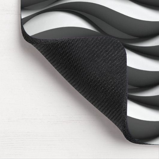 3次元の波型の白黒パターン マウスパッド (コーナー)