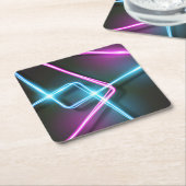 3次元カッコいい抽象芸術ネオン灯 スクエアペーパーコースター (アングル)