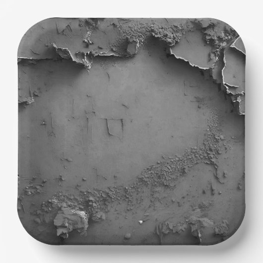 3次元グレー素朴デザイン ペーパープレート (正面)