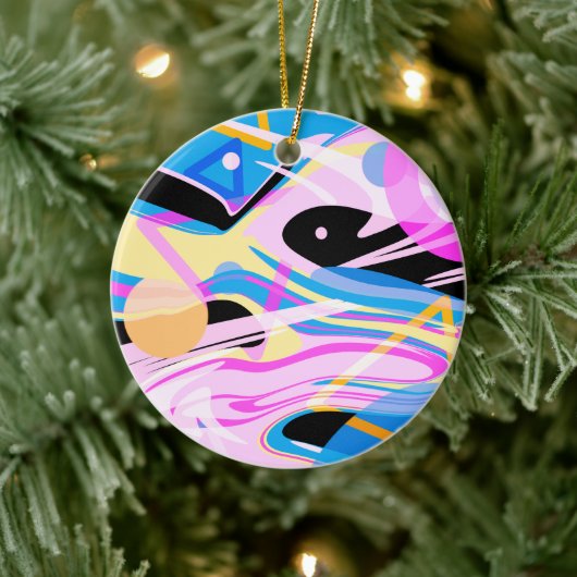 3次元ジオメトリック絵画抽象芸術 セラミックオーナメント (ツリー)