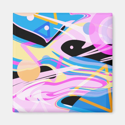 3次元ジオメトリック絵画抽象芸術 マグネット (正面)