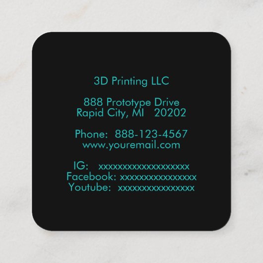 3次元印刷機 スクエア名刺 (裏面)