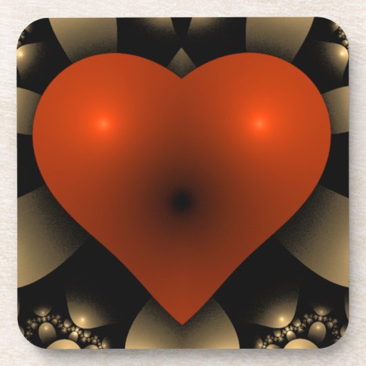 3次元赤いハート コースター (正面)
