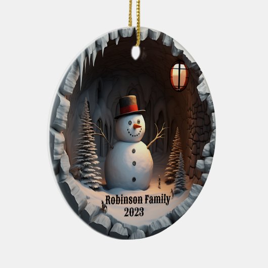 3次元雪だるまクリスマス セラミックオーナメント (右)