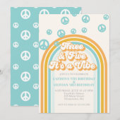 3歳と5歳のレトロなバースデーパーティーのお誘い 招待状 (正面/裏面)