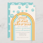 3歳と5歳の誕生日はレトロな雰囲気のバイブを感じるパーティ 招待状 (正面/裏面)