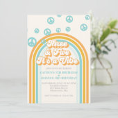 3歳と5歳の誕生日はレトロな雰囲気のバイブ 招待状 (スタンド正面)