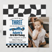 3歳になっちゃったからもう捕まらないよ 男の子 3歳の誕生日 招待状 (正面/裏面)