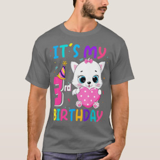 3歳になる誕生日ガールキャットおもしろい誕生日3年 Tシャツ
