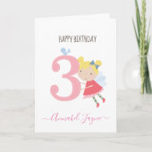 3歳のおお洒落ばあさん、かわいいピンク カード (正面)