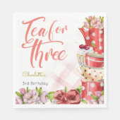 3歳のお茶、茶花3歳の誕生日 スタンダードランチョンナプキン (正面)