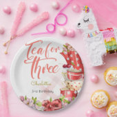 3歳のお茶、茶花3歳の誕生日 ペーパープレート (パーティー)