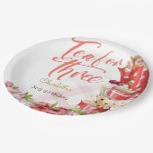 3歳のお茶、茶花3歳の誕生日 ペーパープレート (アングル)