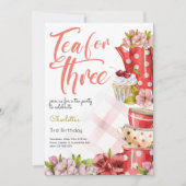3歳のお茶、茶花3歳の誕生日 招待状 (正面)