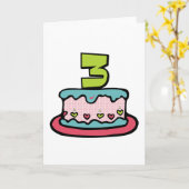 3歳のお誕生日ケーキ カード (黄色い花)