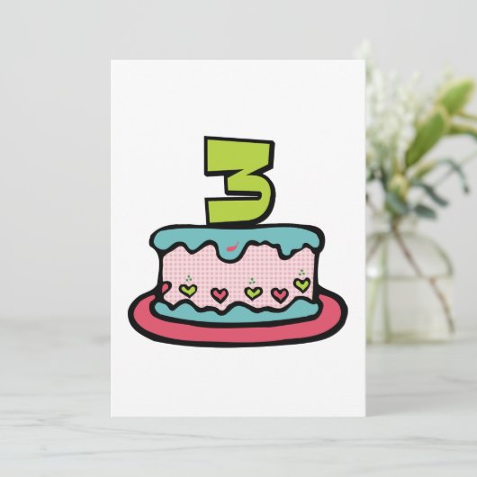 3歳のお誕生日ケーキ カード (スタンド正面)