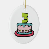 3歳のお誕生日ケーキ セラミックオーナメント (右)