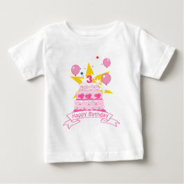 3歳のお誕生日ケーキ ベビーTシャツ