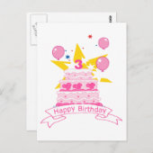 3歳のお誕生日ケーキ ポストカード (正面/裏面)