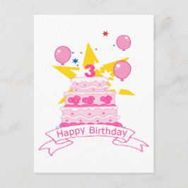 3歳のお誕生日ケーキ ポストカード
