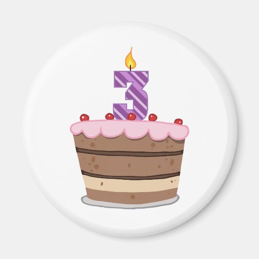 3歳のお誕生日ケーキ マグネット (正面)